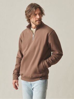 NWOT American Giant Men's Midweight Half Zip Chestnut Sweatshirt